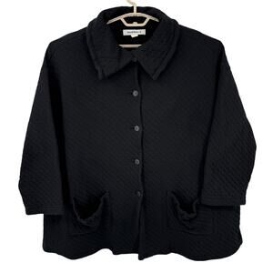 Hino & Malee Vintage Quilted Cotton Swing Coat Collar Black One Size Oversized